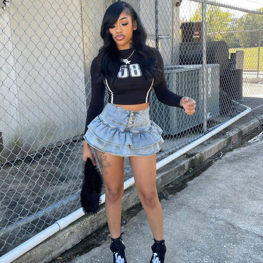 Sin For Me Skort - Denim