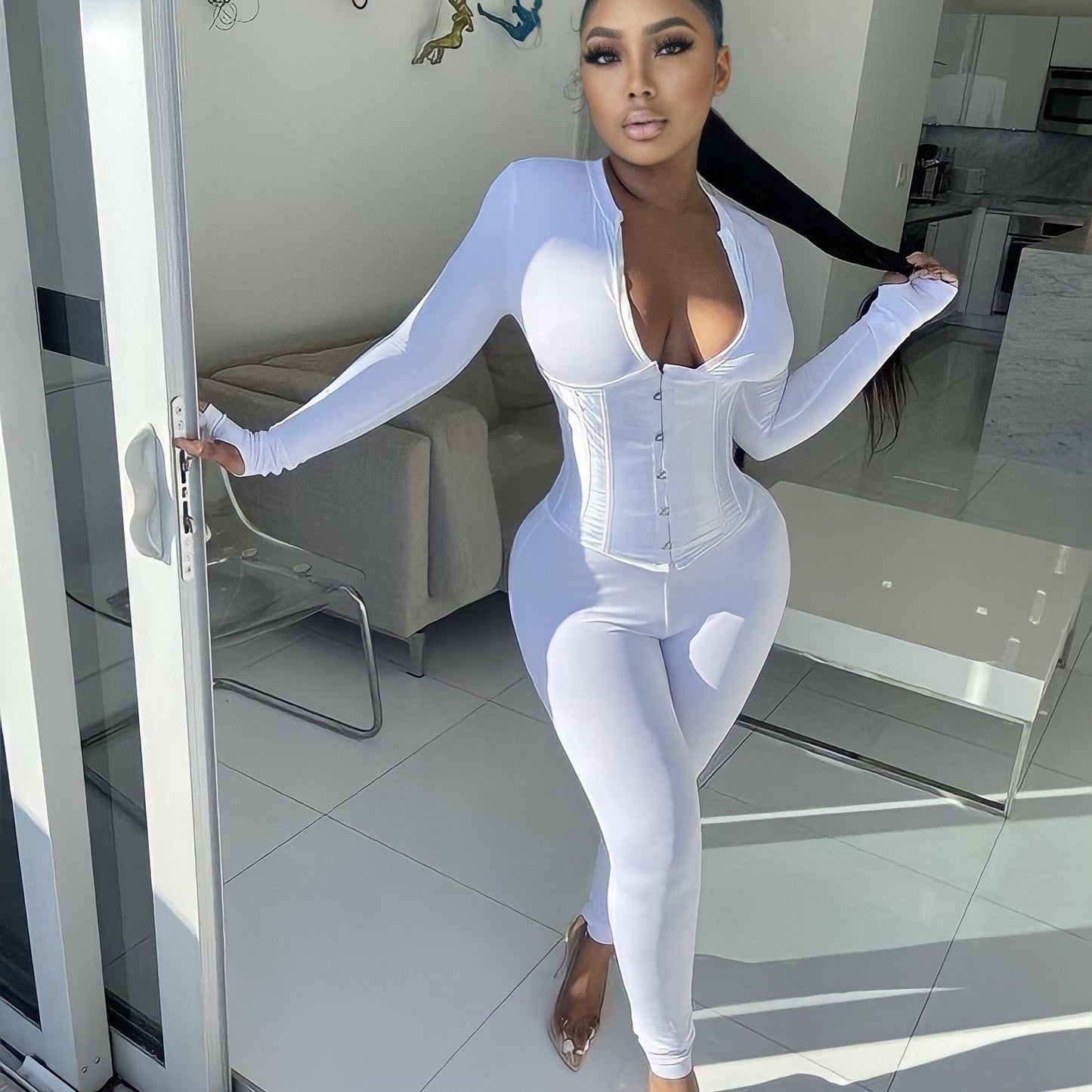 L’amour Jumpsuit Corsets - White