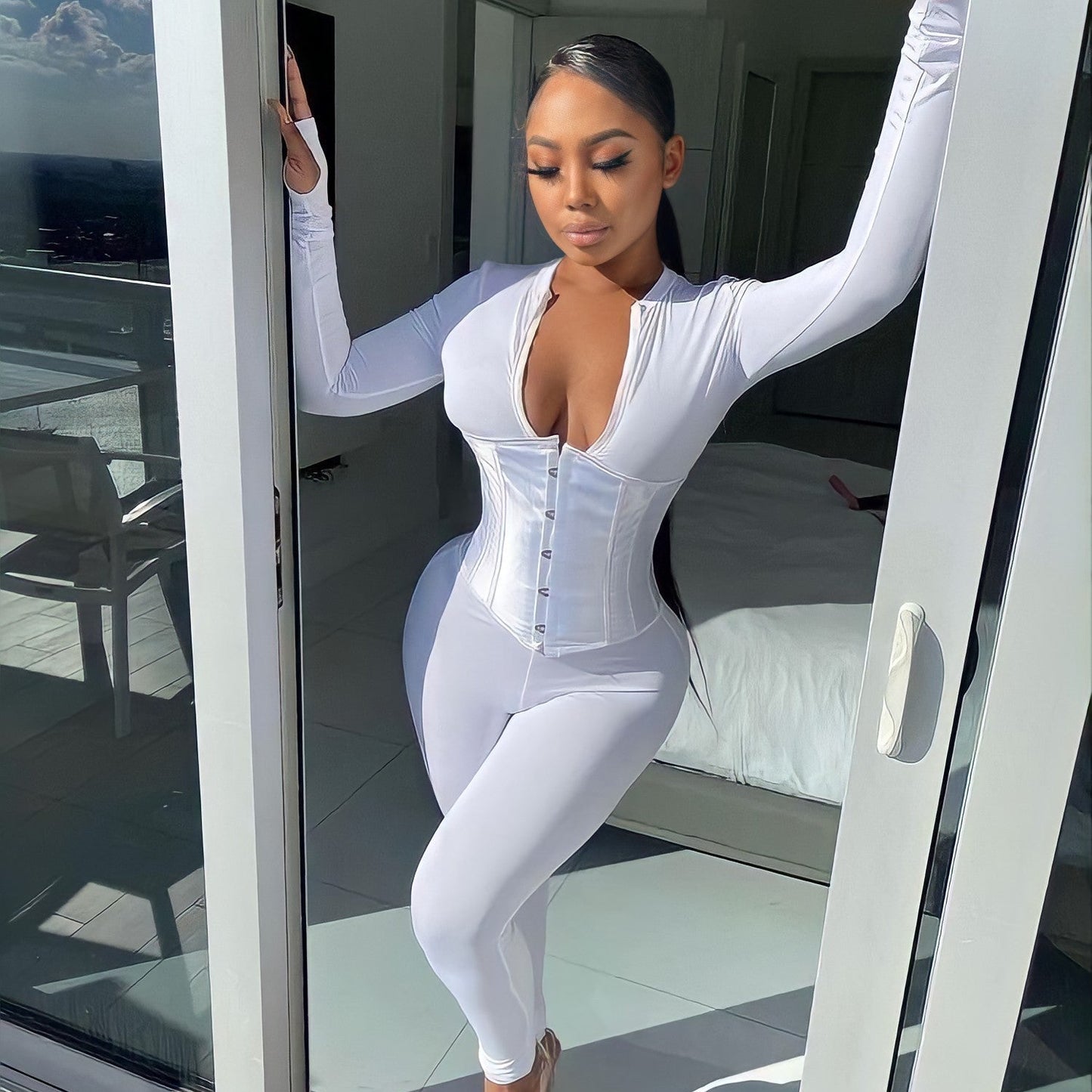 L’amour Jumpsuit Corsets - White