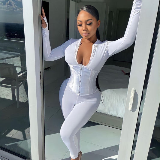 L’amour Jumpsuit Corsets - White